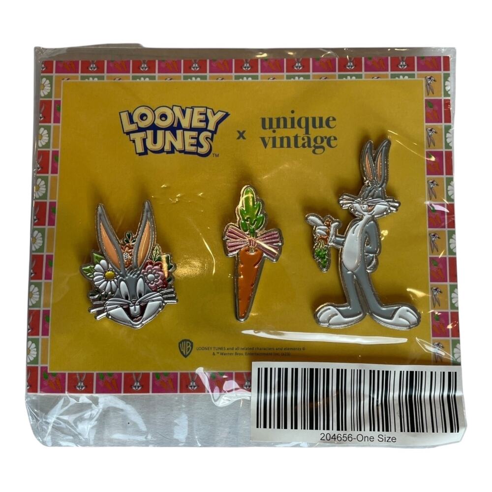 Looney Tunes X Unique Vintage Three Enamel Pins Bugs Bunny
